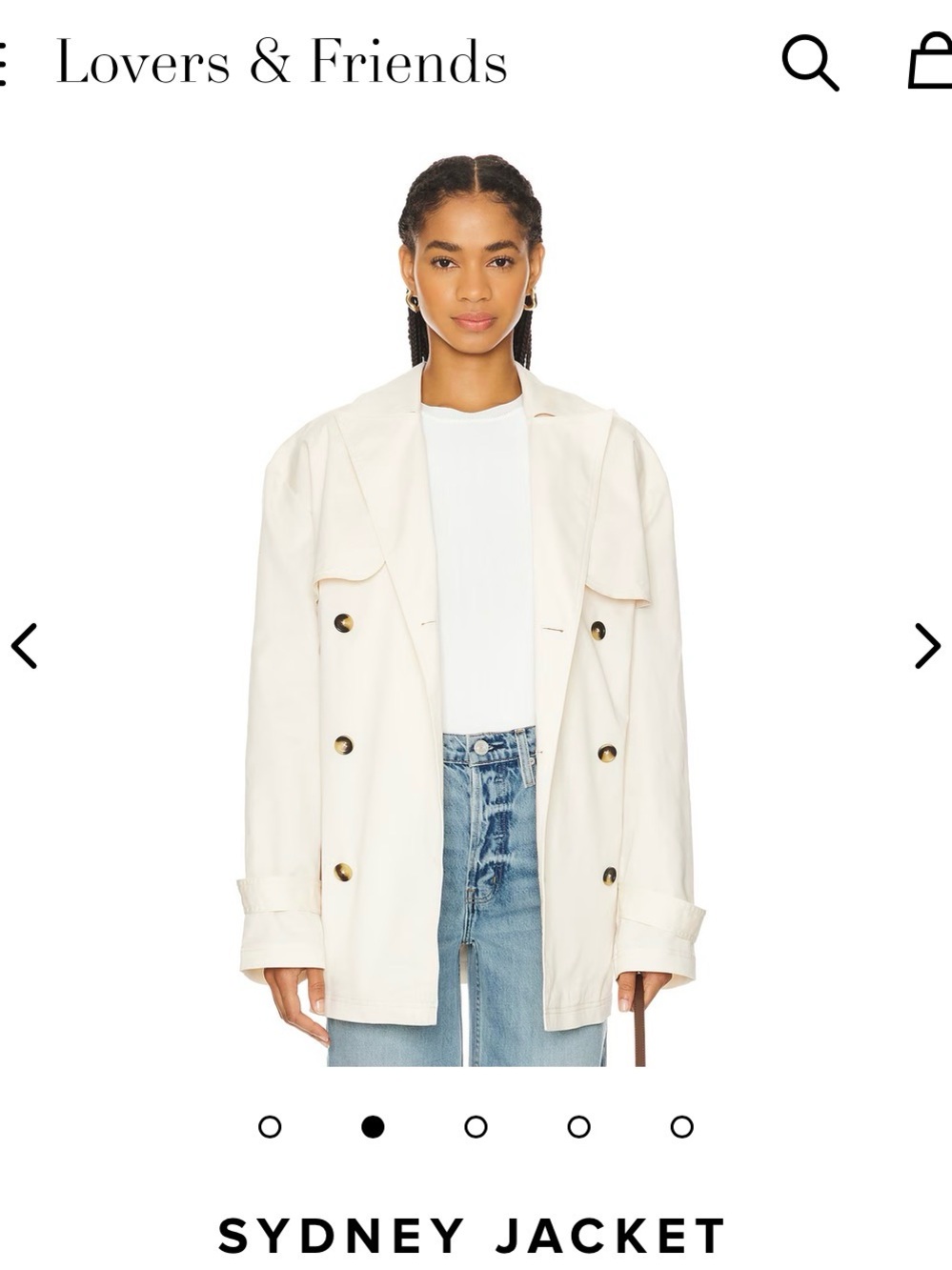 Lovers + Friends Sydney Jacket Cream Double-Breasted Trench Jacket Sz L